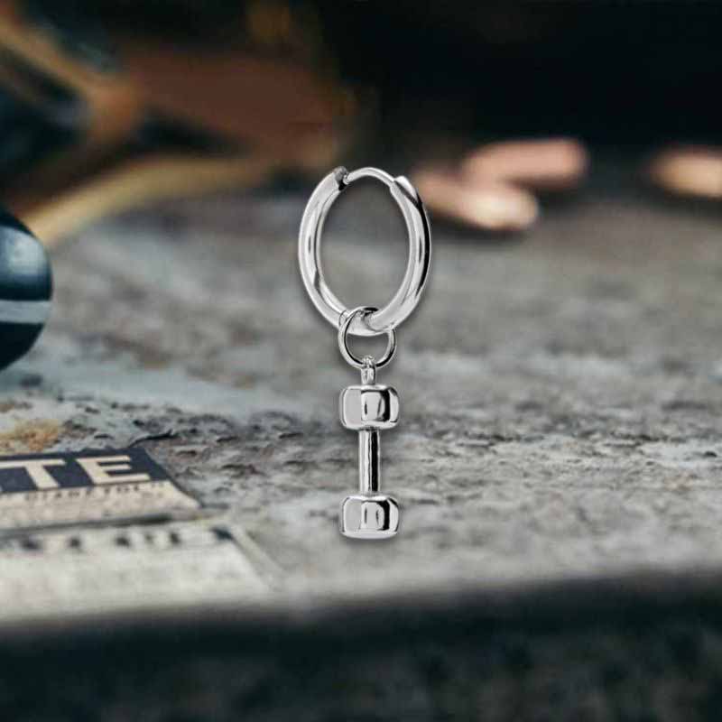 Simple Dumbbell Stainless Steel Drop Earrings 03 | Gthic.com