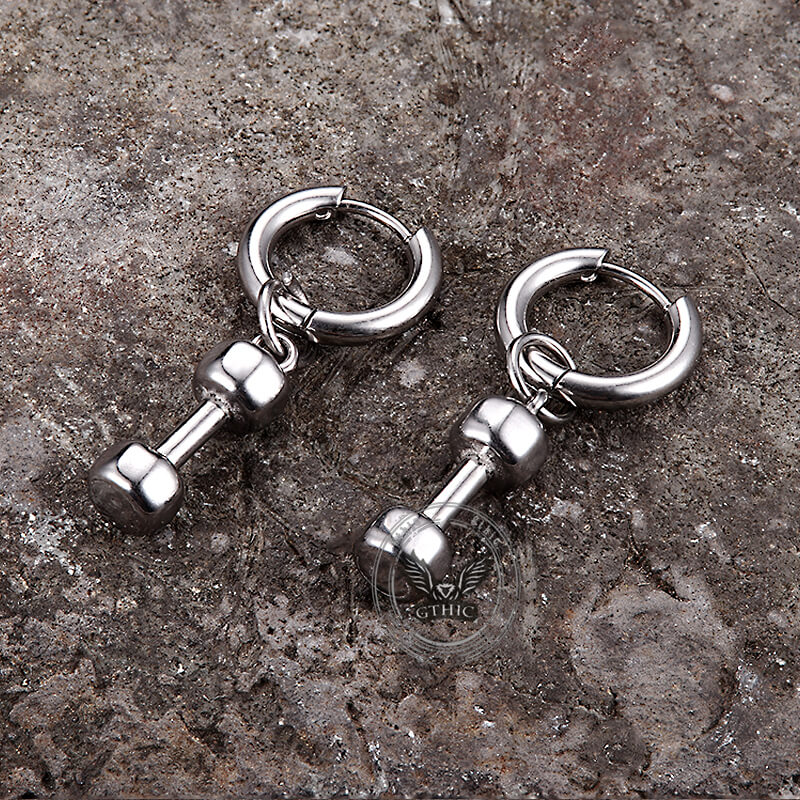 Simple Dumbbell Stainless Steel Drop Earrings