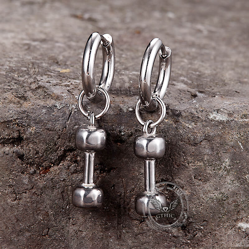 Simple Dumbbell Stainless Steel Drop Earrings