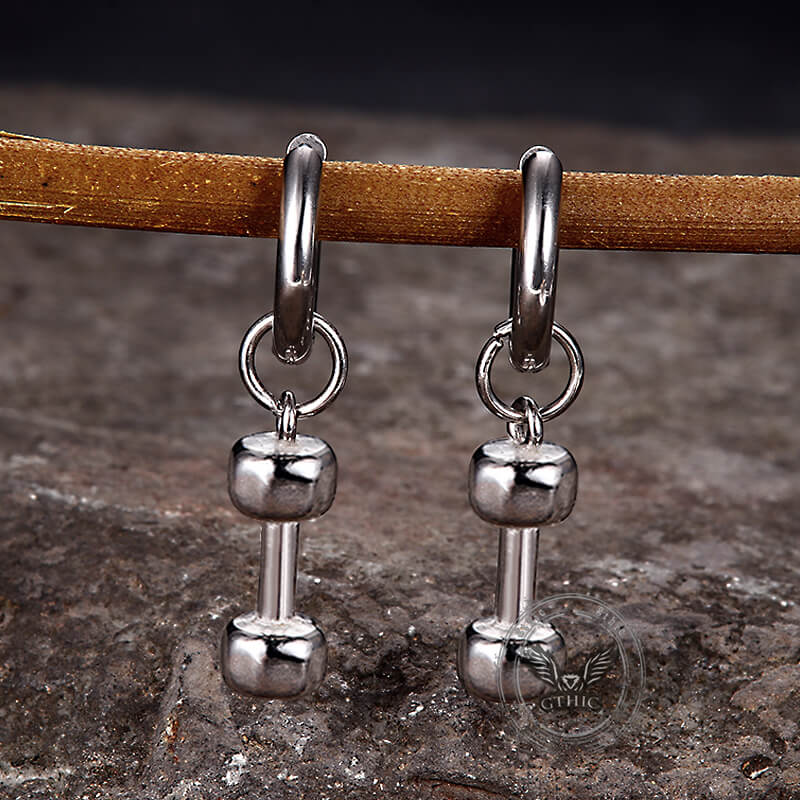 Simple Dumbbell Stainless Steel Drop Earrings