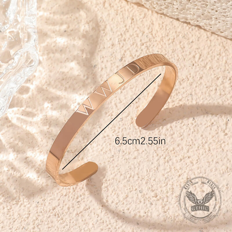 Simple English Letters WWJD Stainless Steel Open Bracelet | Gthic.com