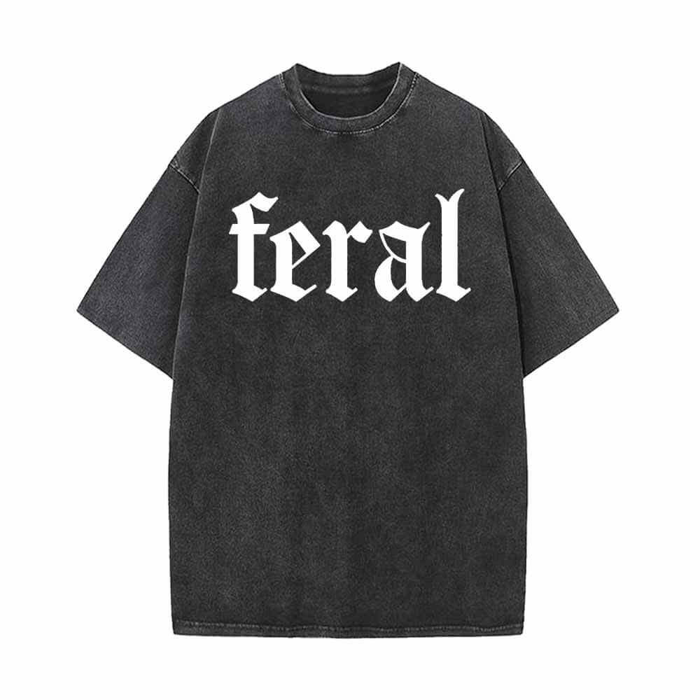 Simple Feral Pattern Vintage Washed T-shirt 01 | Gthic.com