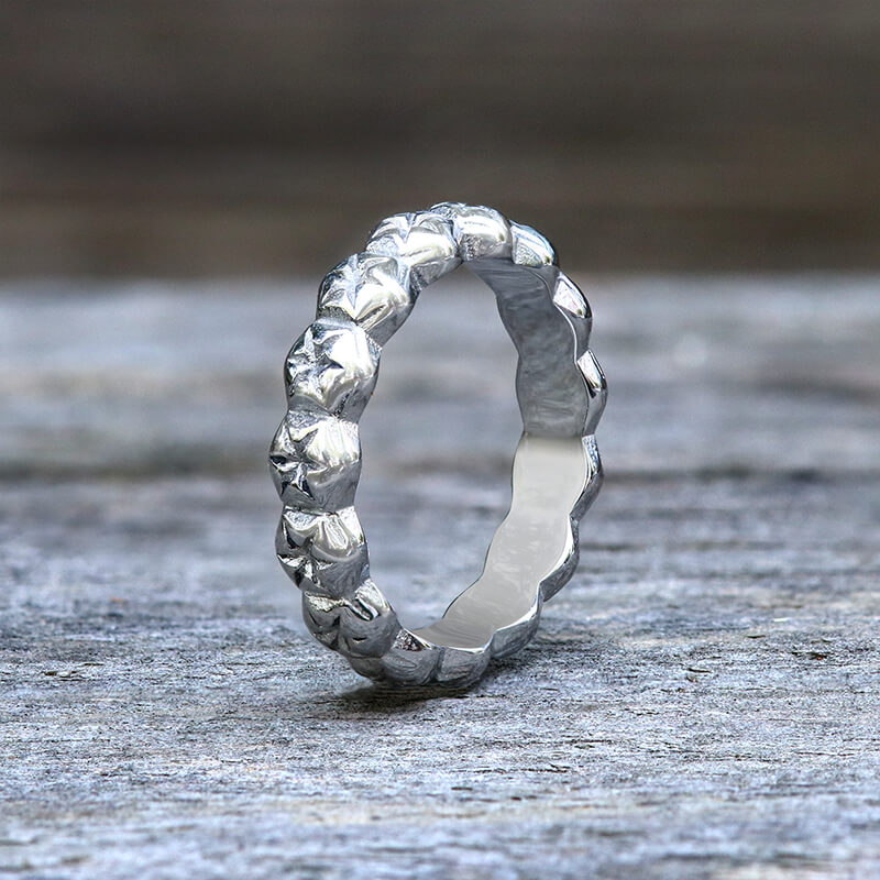 Simple Floral Stainless Steel Band Ring | Gthic.com