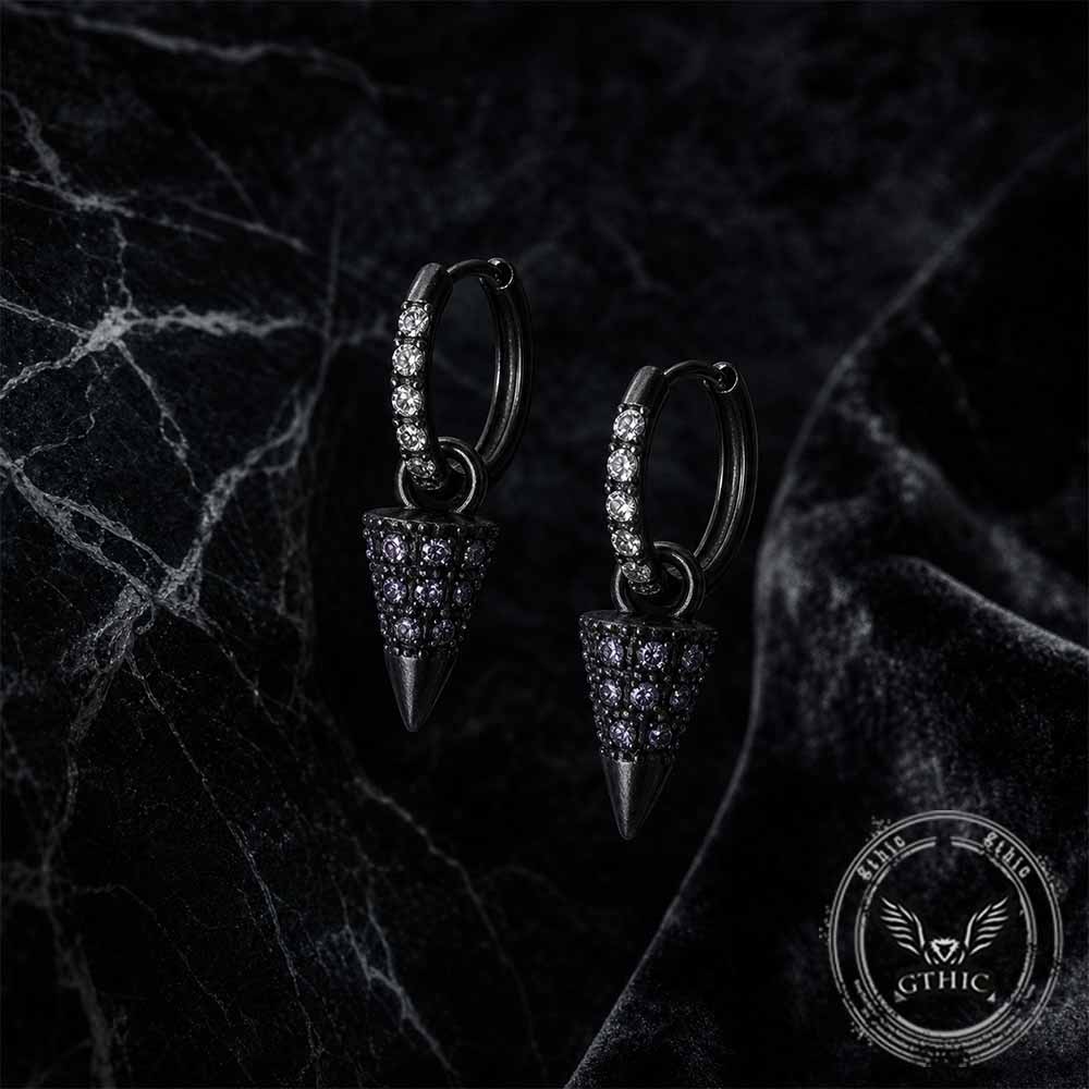Simple Full-Zircon Cone Stainless Steel Earrings