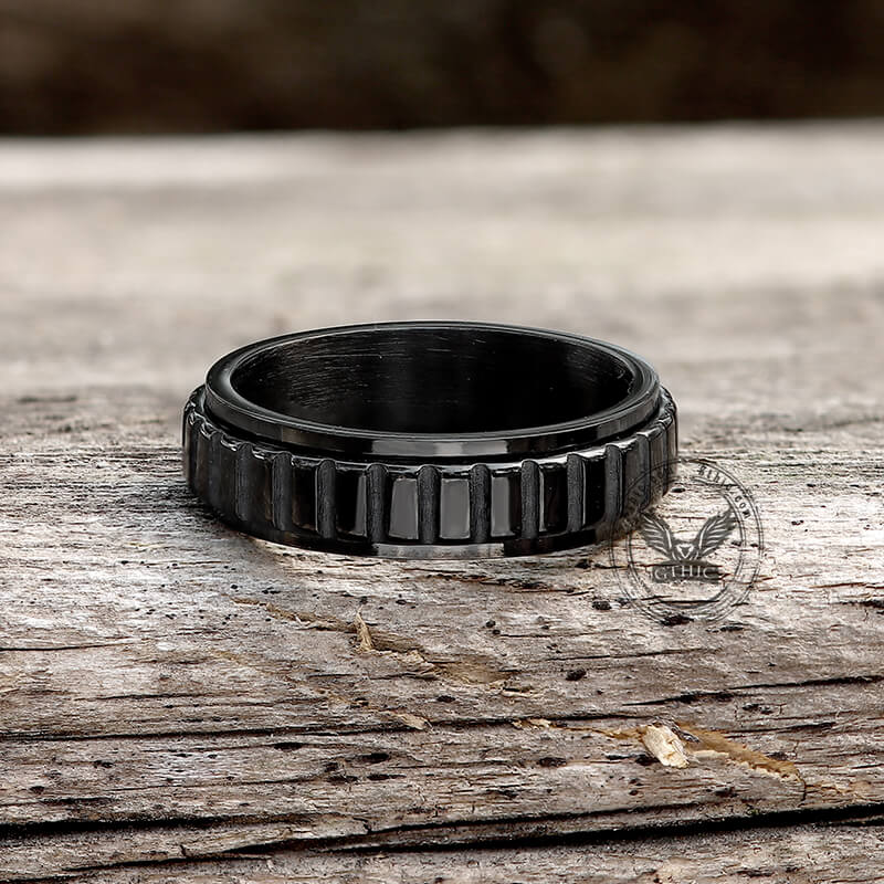 Simple Gear Stainless Steel Spinner Ring