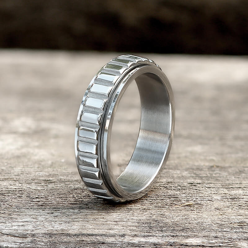 Simple Gear Stainless Steel Spinner Ring | Gthic.com