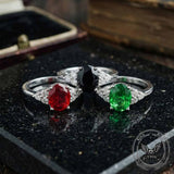 Simple Gemstone-Set Stainless Steel Palace Ring | Gthic.com
