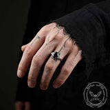 Simple Gemstone-Set Stainless Steel Palace Ring | Gthic.com