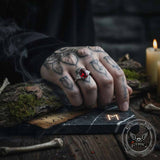 Simple Gemstone-Set Stainless Steel Palace Ring | Gthic.com