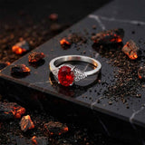 Simple Gemstone-Set Stainless Steel Palace Ring