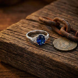 Simple Gemstone-Set Stainless Steel Palace Ring