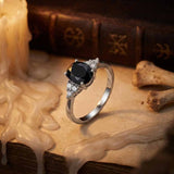 Simple Gemstone-Set Stainless Steel Palace Ring