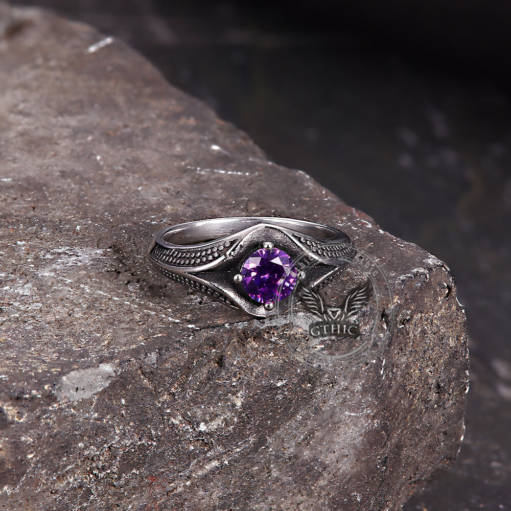 Simple Gemstone Eye Design Stainless Steel Ring