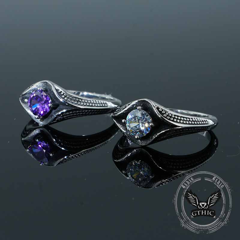 Simple Gemstone Eye Design Stainless Steel Ring 01 | Gthic.com