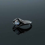Simple Gemstone Eye Design Stainless Steel Ring 02 | Gthic.com
