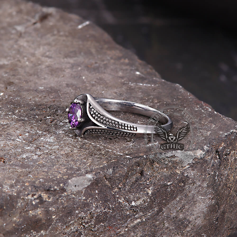 Simple Gemstone Eye Design Stainless Steel Ring