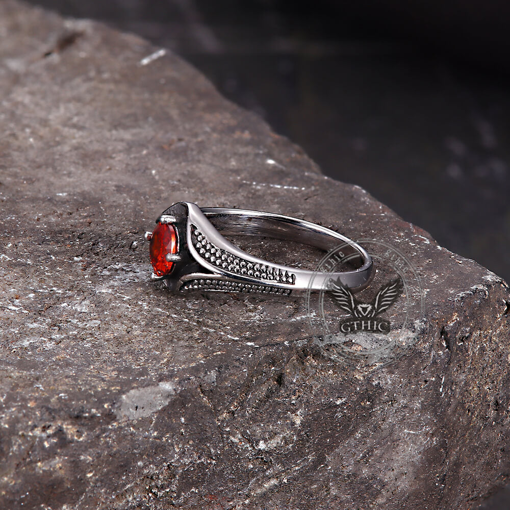 Simple Gemstone Eye Design Stainless Steel Ring