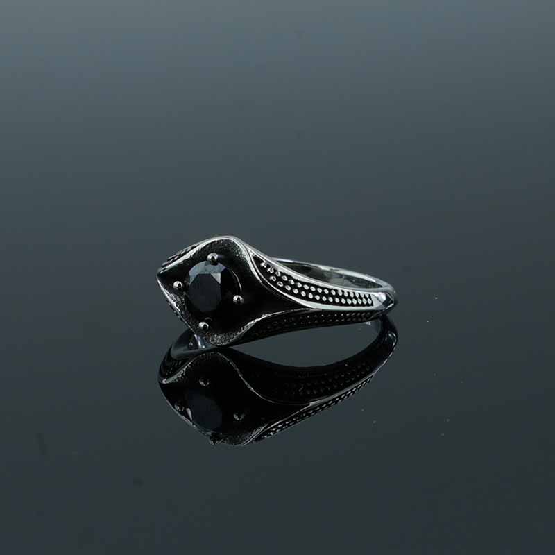 Simple Gemstone Eye Design Stainless Steel Ring