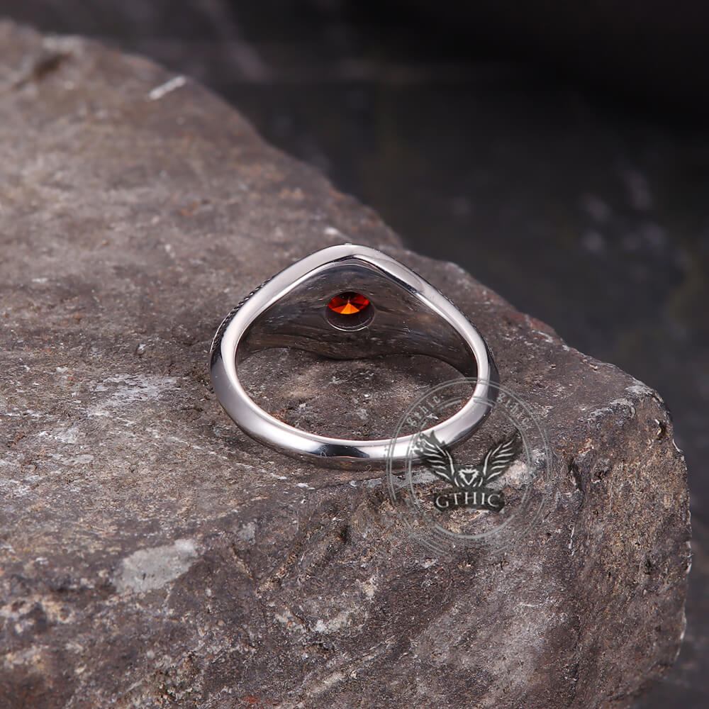 Simple Gemstone Eye Design Stainless Steel Ring