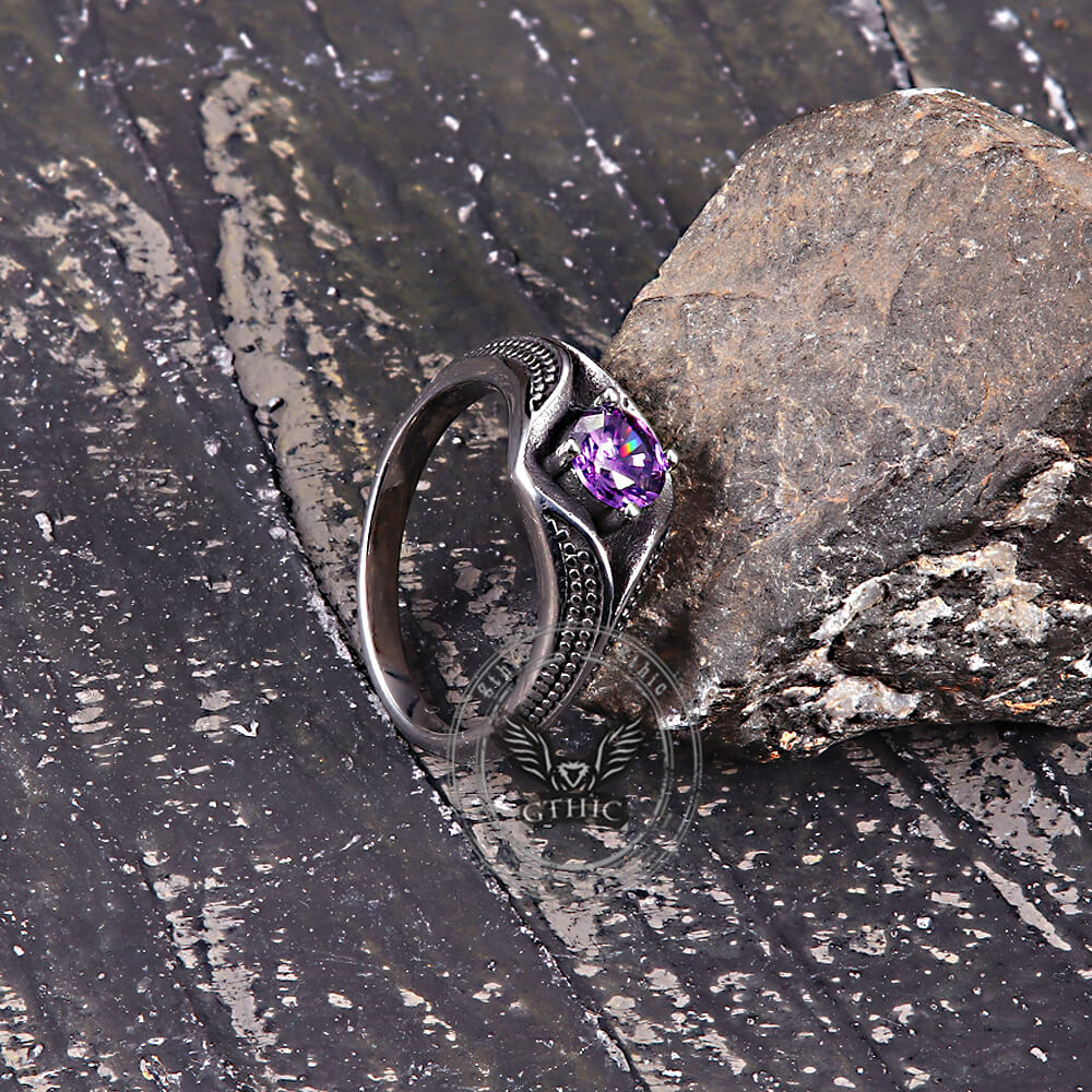 Simple Gemstone Eye Design Stainless Steel Ring