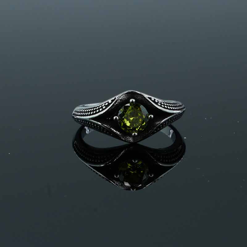 Simple Gemstone Eye Design Stainless Steel Ring