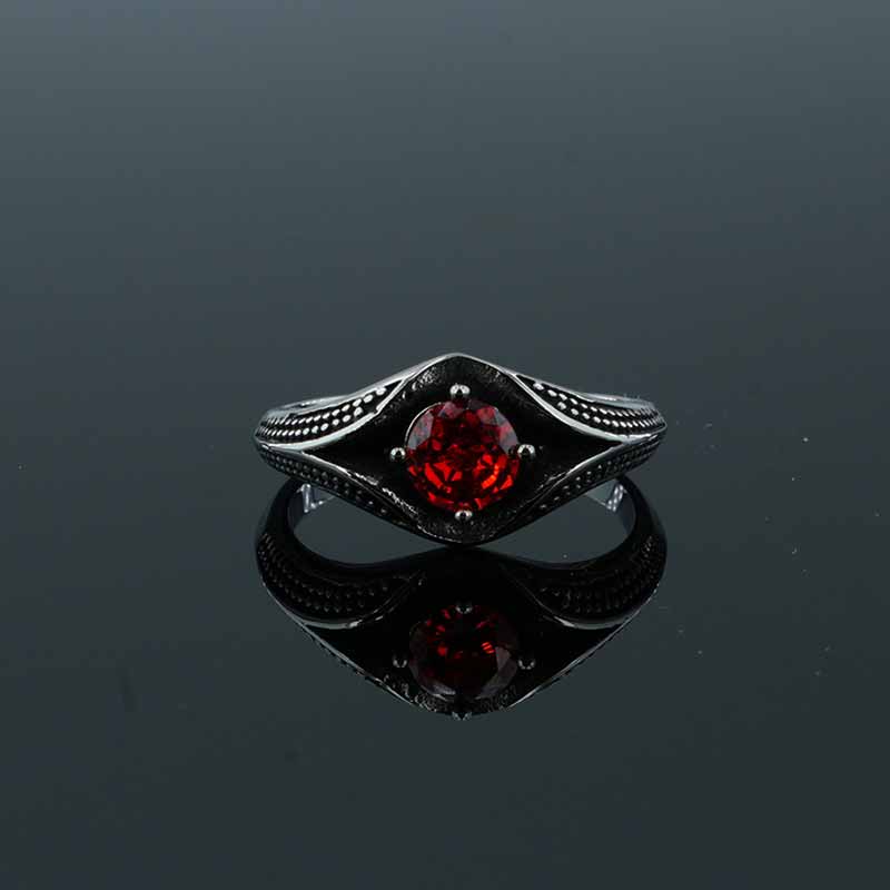 Simple Gemstone Eye Design Stainless Steel Ring