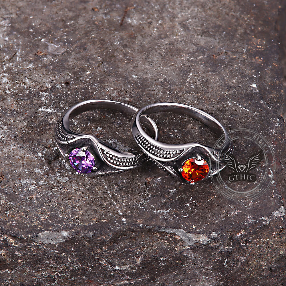 Simple Gemstone Eye Design Stainless Steel Ring | Gthic.com