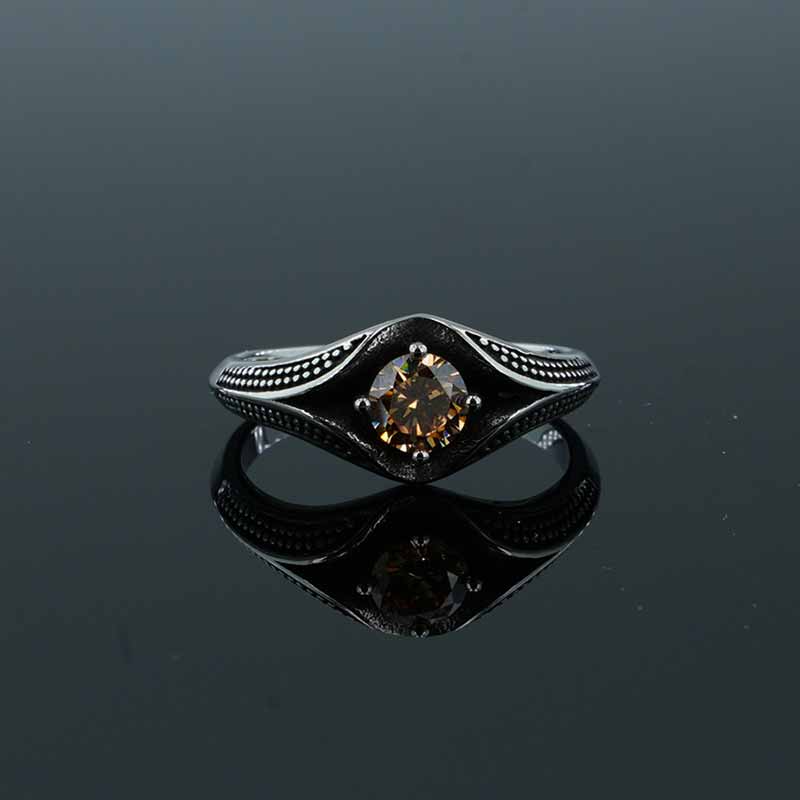 Simple Gemstone Eye Design Stainless Steel Ring