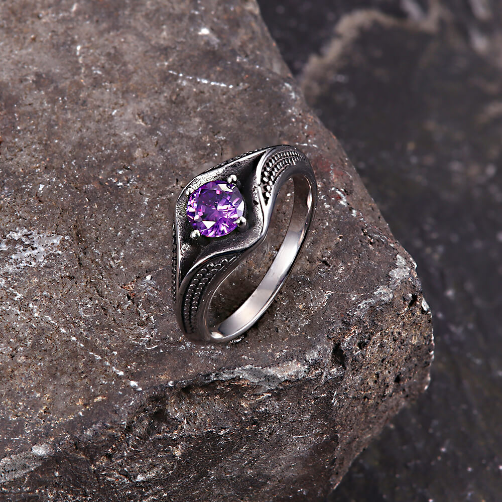 Simple Gemstone Eye Design Stainless Steel Ring
