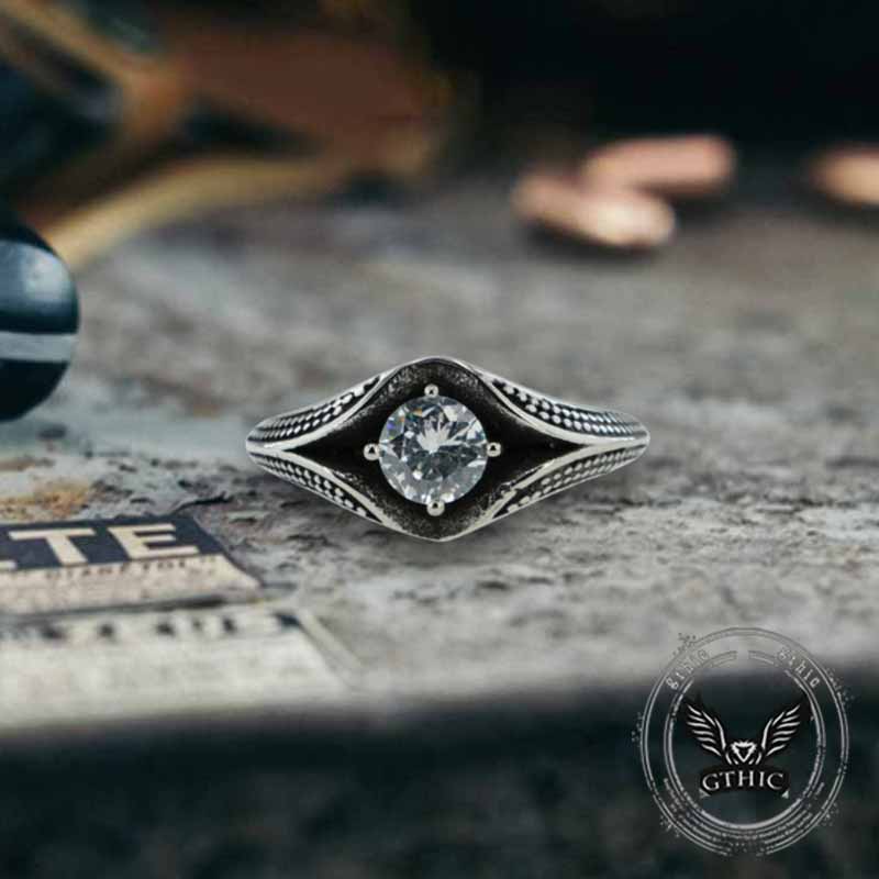 Simple Gemstone Eye Design Stainless Steel Ring