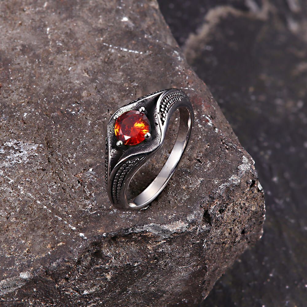 Simple Gemstone Eye Design Stainless Steel Ring