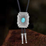 Simple Geometric Turquoise Alloy Bolo Tie | Gthic.com