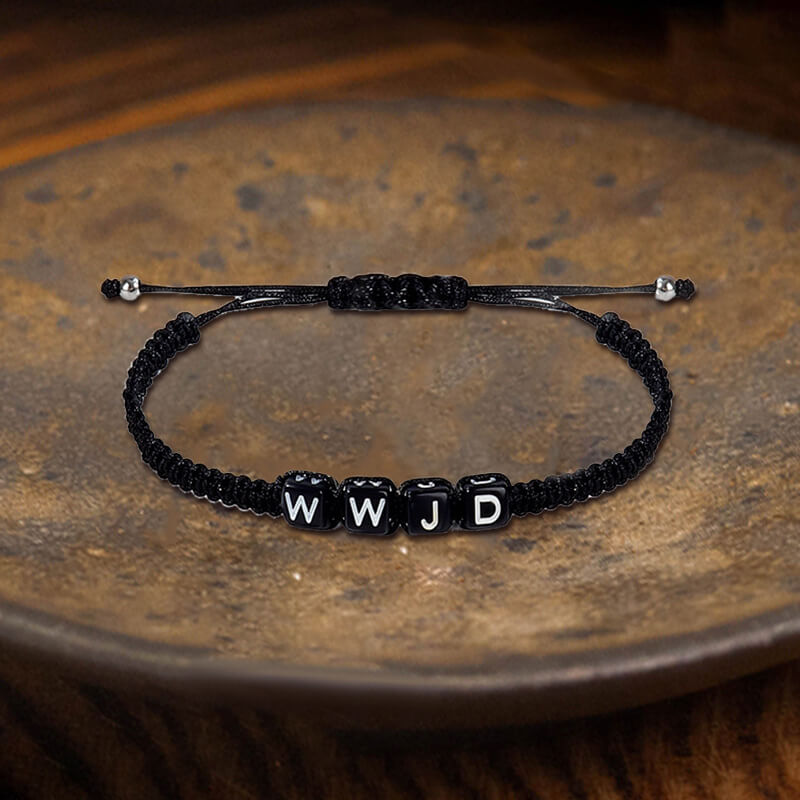 Simple Hand-Woven WWJD Letter Wax Wire Bracelet 01 | Gthic.com