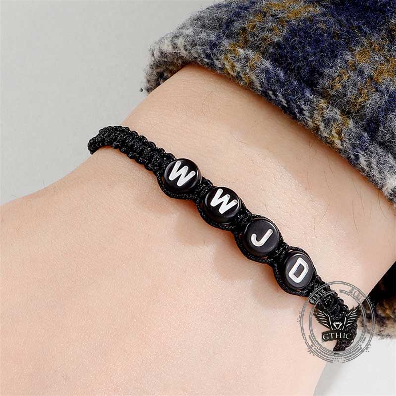 Simple Hand-Woven WWJD Letter Wax Wire Bracelet 02 | Gthic.com