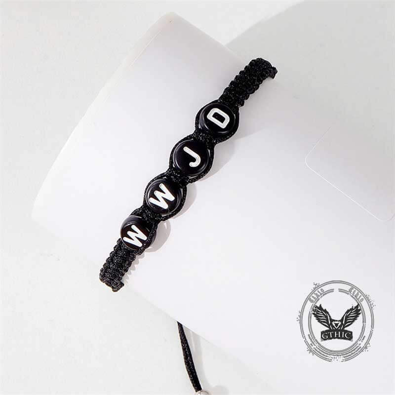 Simple Hand-Woven WWJD Letter Wax Wire Bracelet 03 | Gthic.com