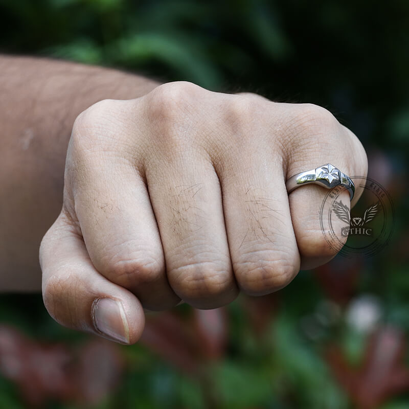 Simple Hexagon Flower Stainless Steel Ring