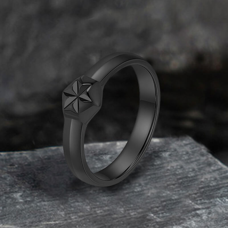 Simple Hexagon Flower Stainless Steel Ring | Gthic.com