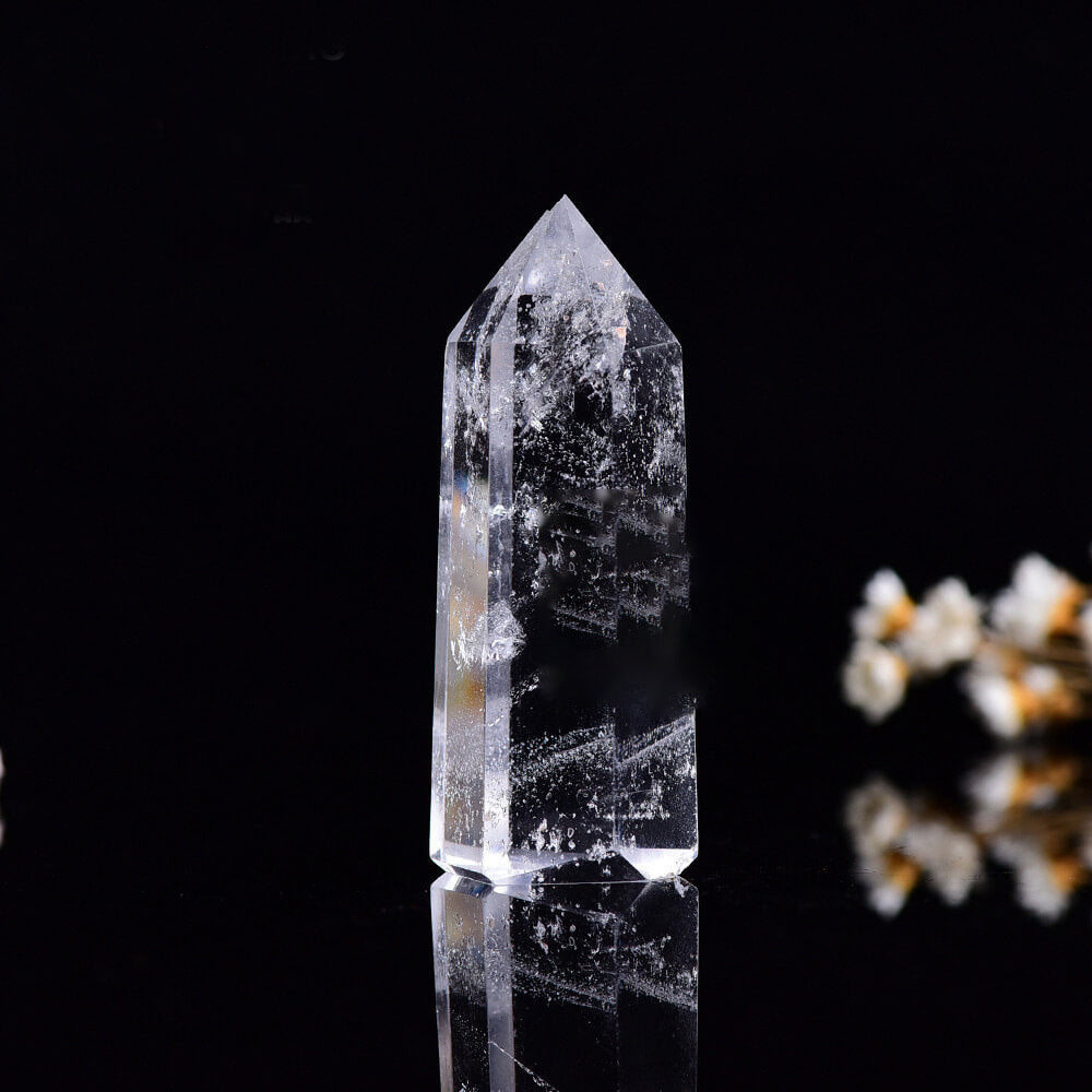 Simple Hexagonal Prism Craft Figurine Natural Crystal Tower