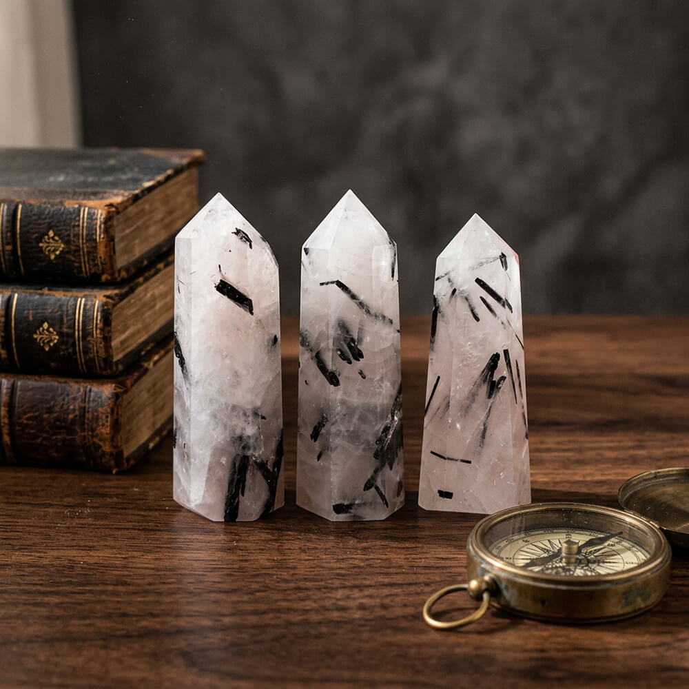 Simple Hexagonal Prism Craft Figurine Natural Crystal Tower | Gthic.com