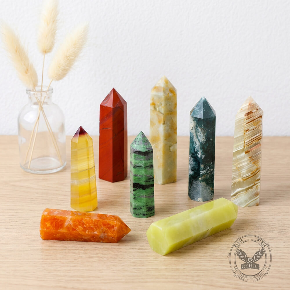 Simple Hexagonal Prism Craft Figurine Natural Crystal Tower | Gthic.com