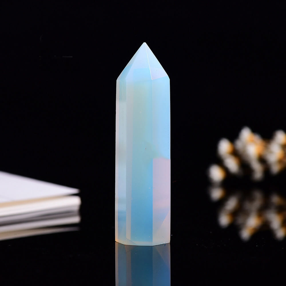 Simple Hexagonal Prism Craft Figurine Natural Crystal Tower