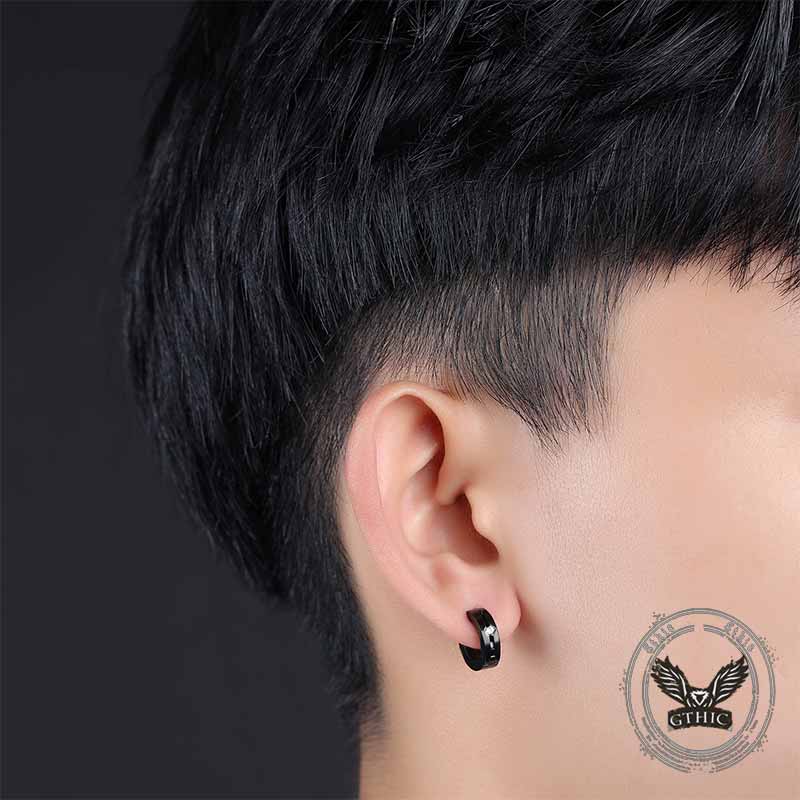 Simple Hip-Hop Stainless Steel Zircon Earrings 02 | Gthic.com