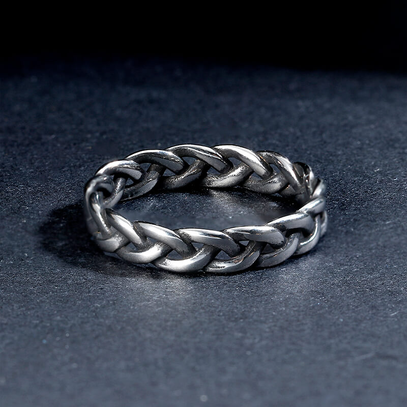 Simple Hollow Braided Twist Stainless Steel Ring