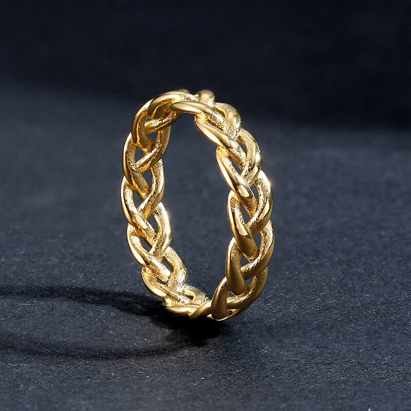 Simple Hollow Braided Twist Stainless Steel Ring | Gthic.com