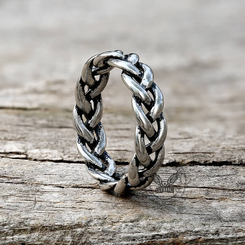 Simple Hollow Braided Twist Stainless Steel Ring