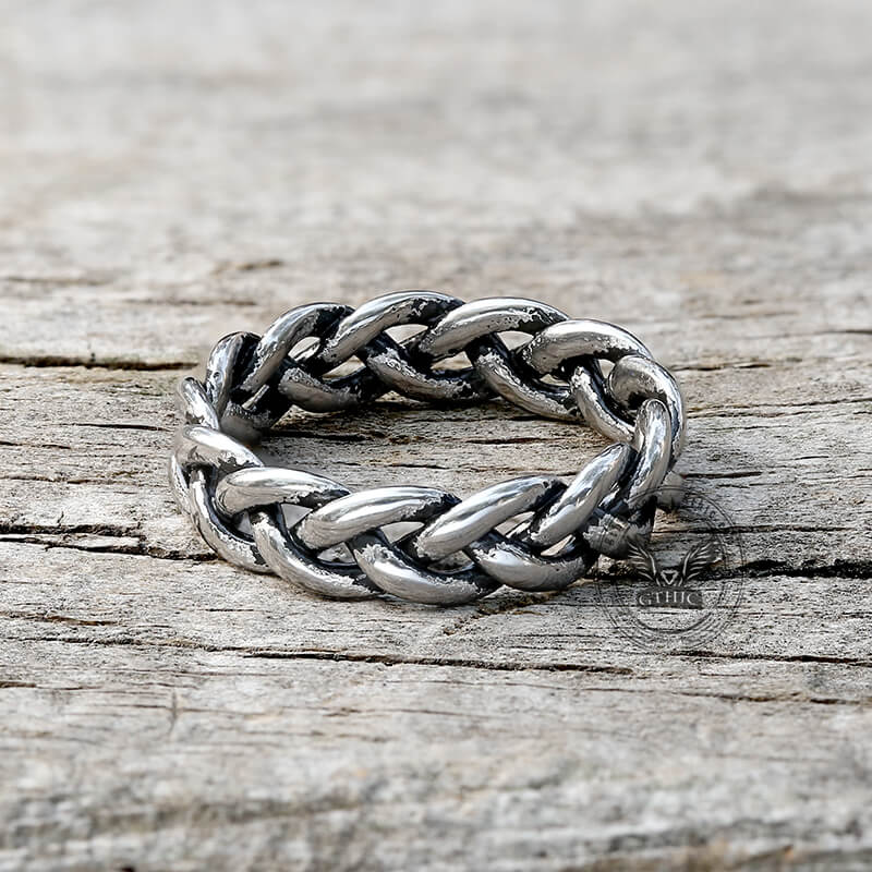 Simple Hollow Braided Twist Stainless Steel Ring