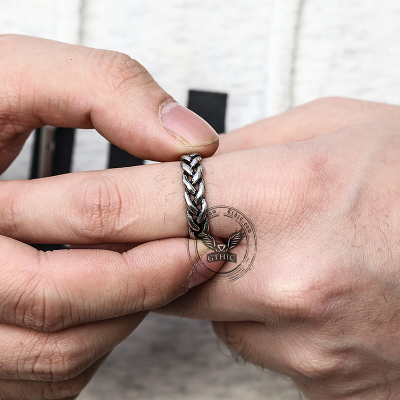 Simple Hollow Braided Twist Stainless Steel Ring
