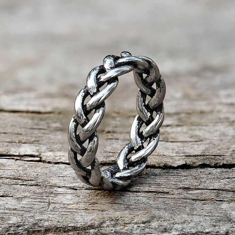 Simple Hollow Braided Twist Stainless Steel Ring | Gthic.com