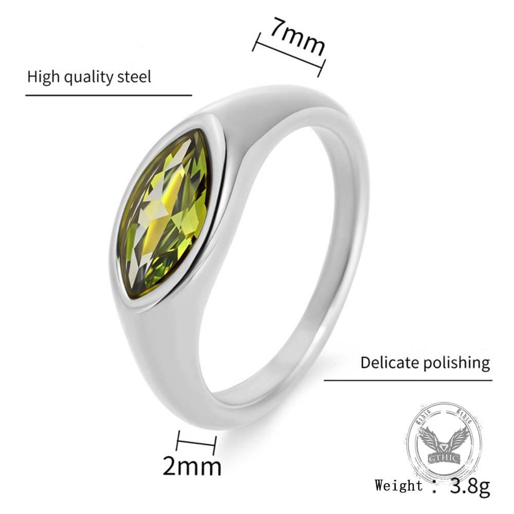 Simple Horse Eye Gemstone Stainless Steel Ring