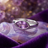 Simple Horse Eye Gemstone Stainless Steel Ring